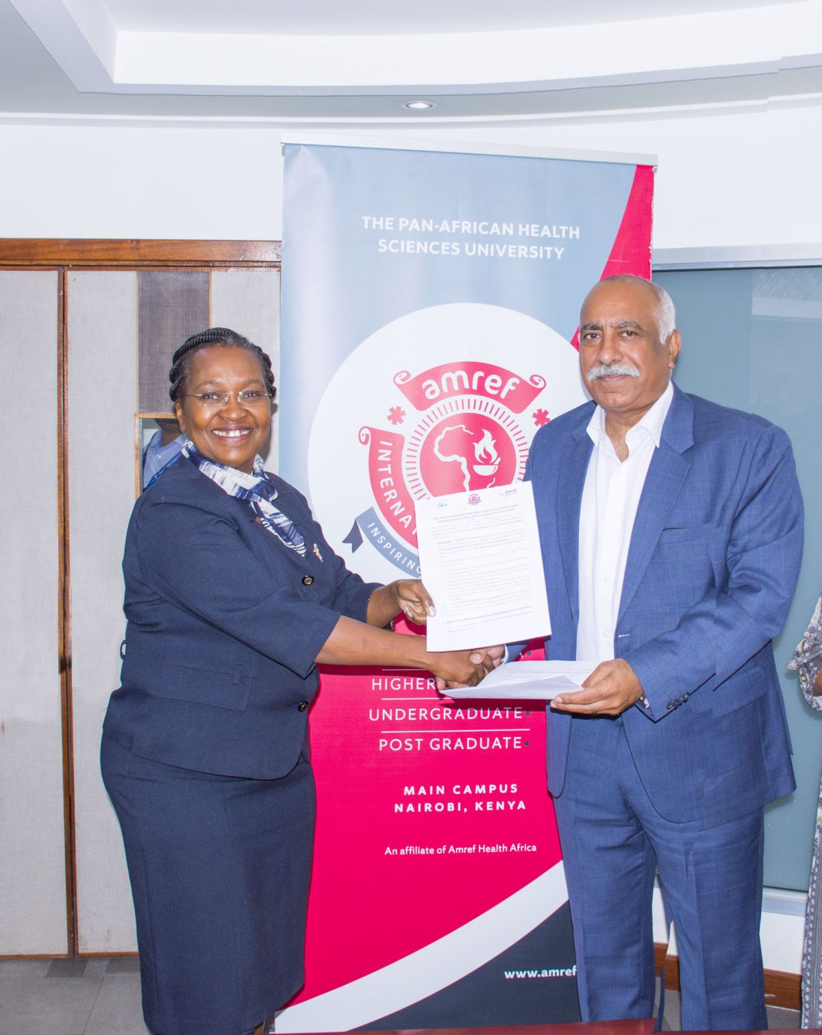 Amref International University (AMIU) Signs Training Partnership With Nairobi West Hospital