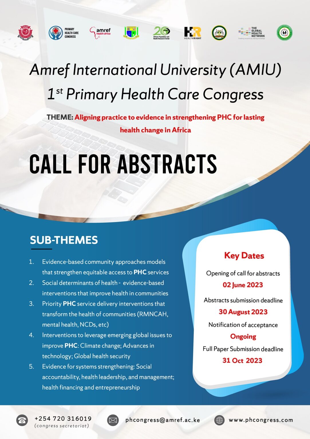 Call for Abstracts Amref International University 1st Primary